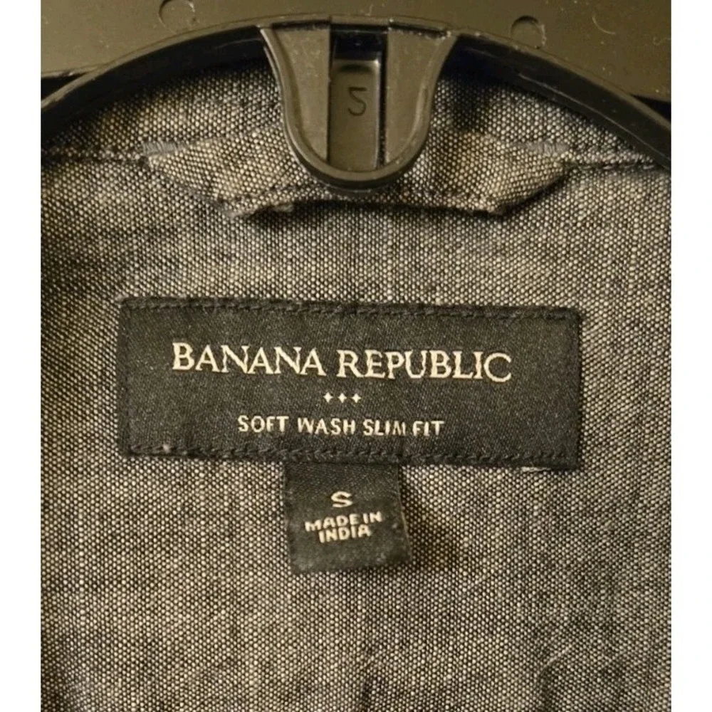 Banana Republic Gray Soft Wash Tailored Slim Fit Shirt Men's Small Long Sleeve S